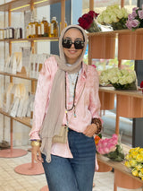 Baby pink Jacquard satin chemise