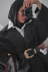 Oversized mohair high low jacket