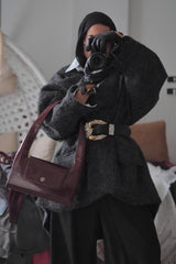 Oversized mohair high low jacket