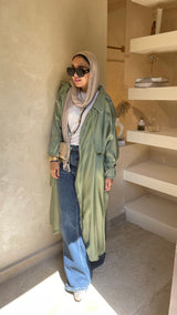Olive shimmery trench