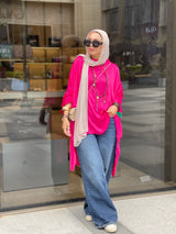 Fuchsia shimmery poncho