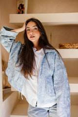 Sophia oversized stitched cropped jacket