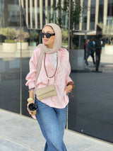 Baby pink Jacquard satin chemise