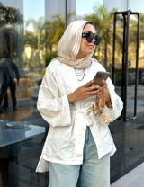 White stitched kimono