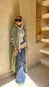 Olive shimmery trench