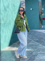 Oversized mint green wool jacket