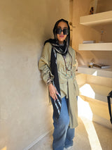 Kahki gabardine tie top