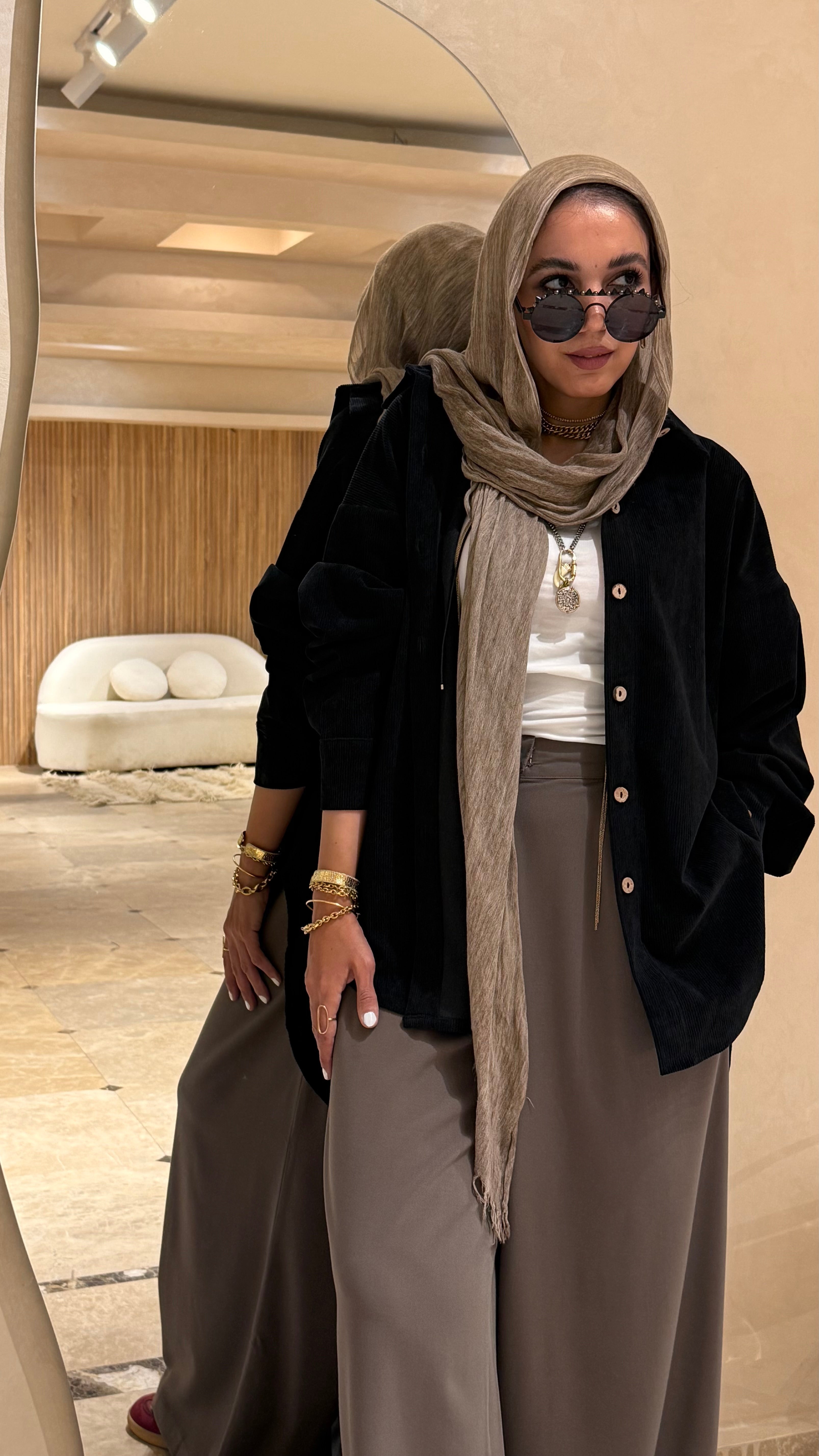 Black corduroy velvet shirt