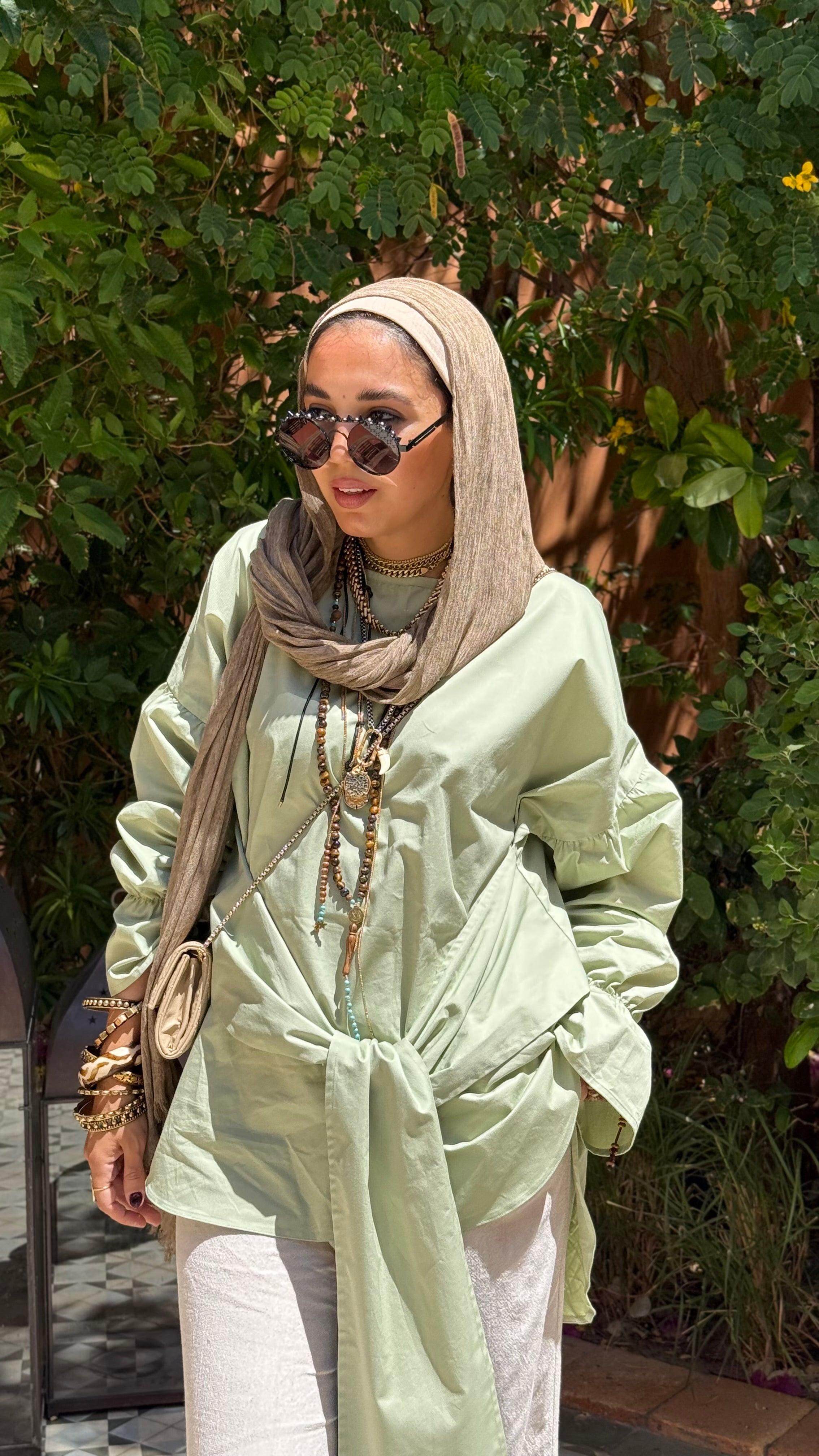 Matcha green tie shirt