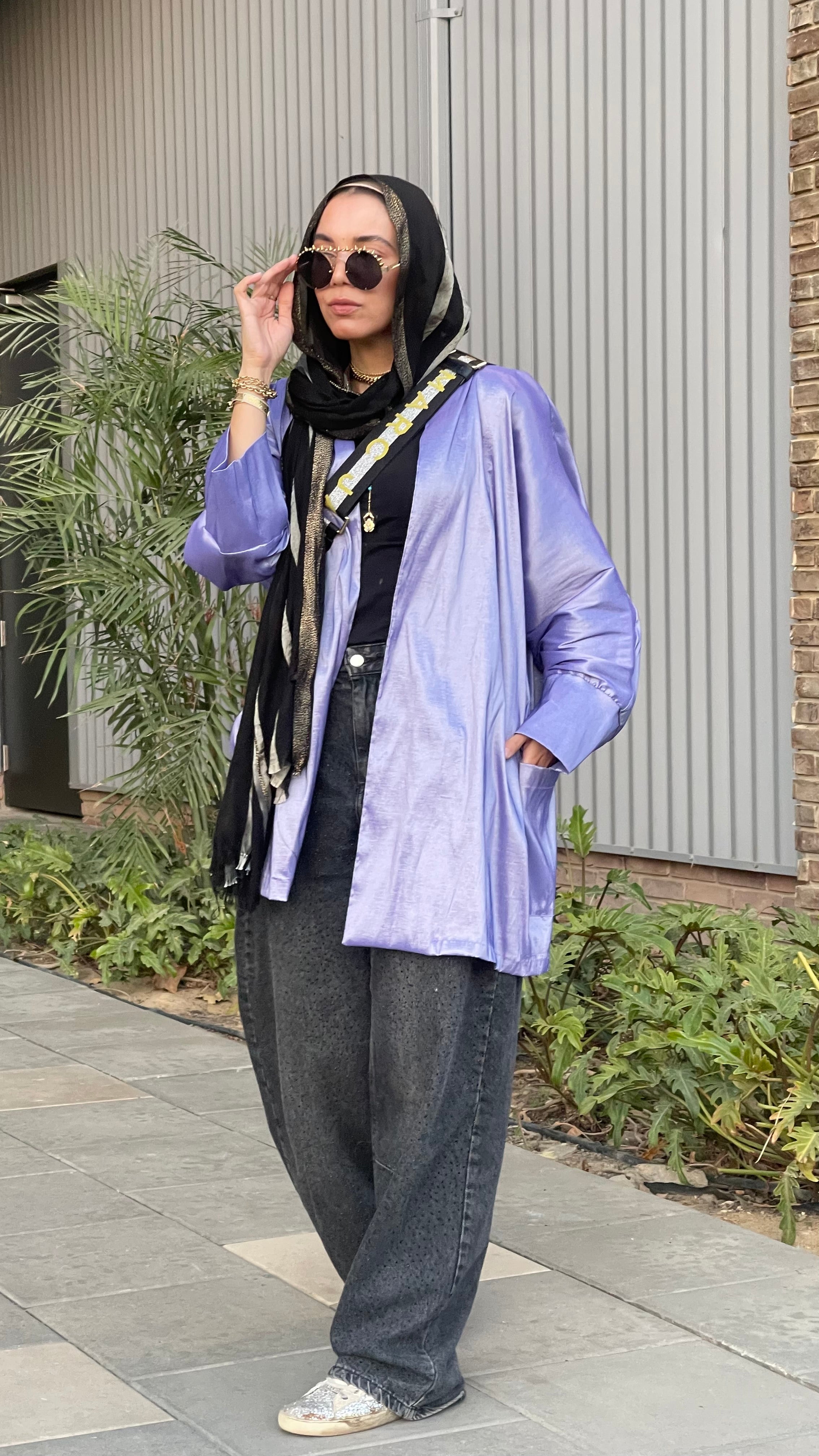 Taftah cardigan in Mauve