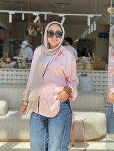 Baby pink Jacquard satin chemise