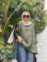 Oversized olive poncho