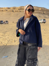 Dark blue wool oversized jacket