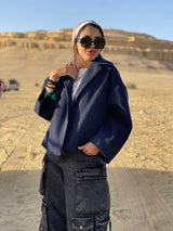 Dark blue wool oversized jacket