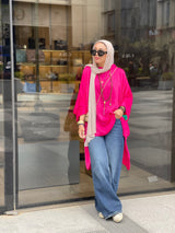 Fuchsia shimmery poncho