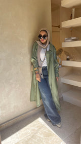 Olive shimmery trench