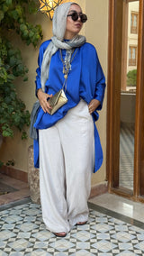 Royal blue loose poncho( it’s not allowed to order multiple pieces from satin pieces to try)
