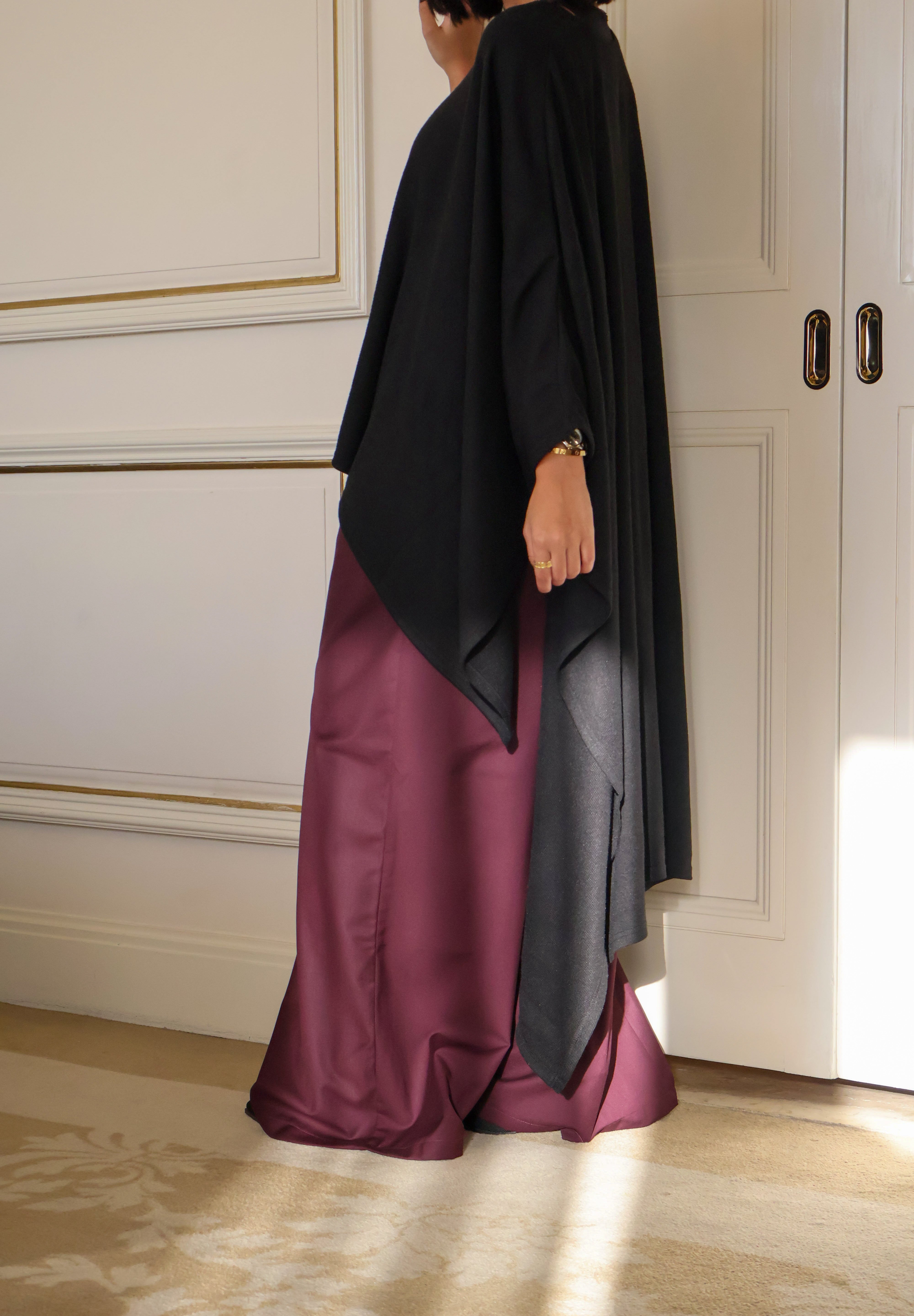 Black soft wool poncho