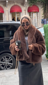 "Cocoa Rich Faux Fur Jacket”