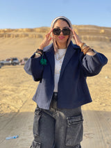 Dark blue wool oversized jacket