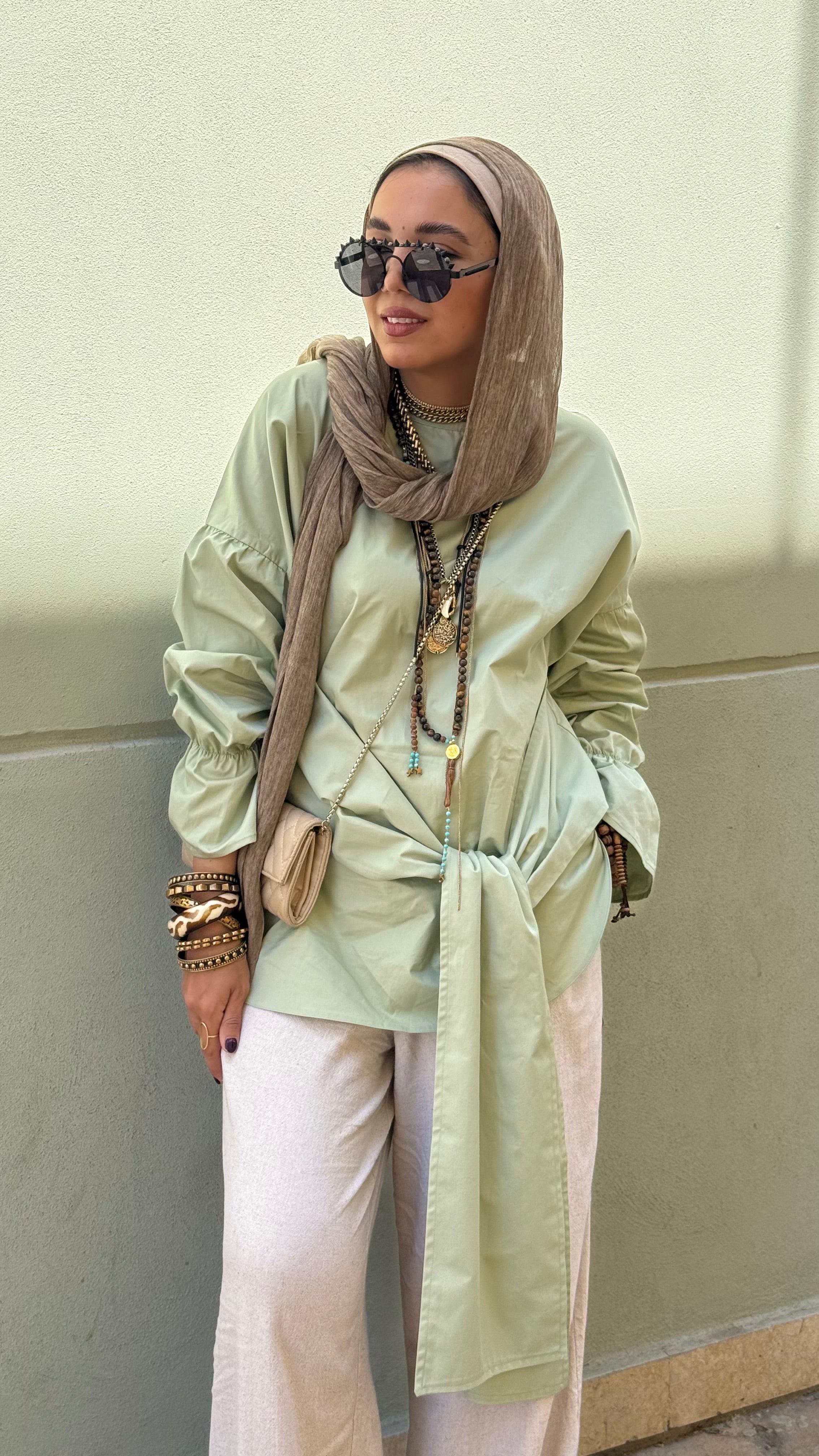 Matcha green tie shirt