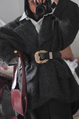 Oversized mohair high low jacket