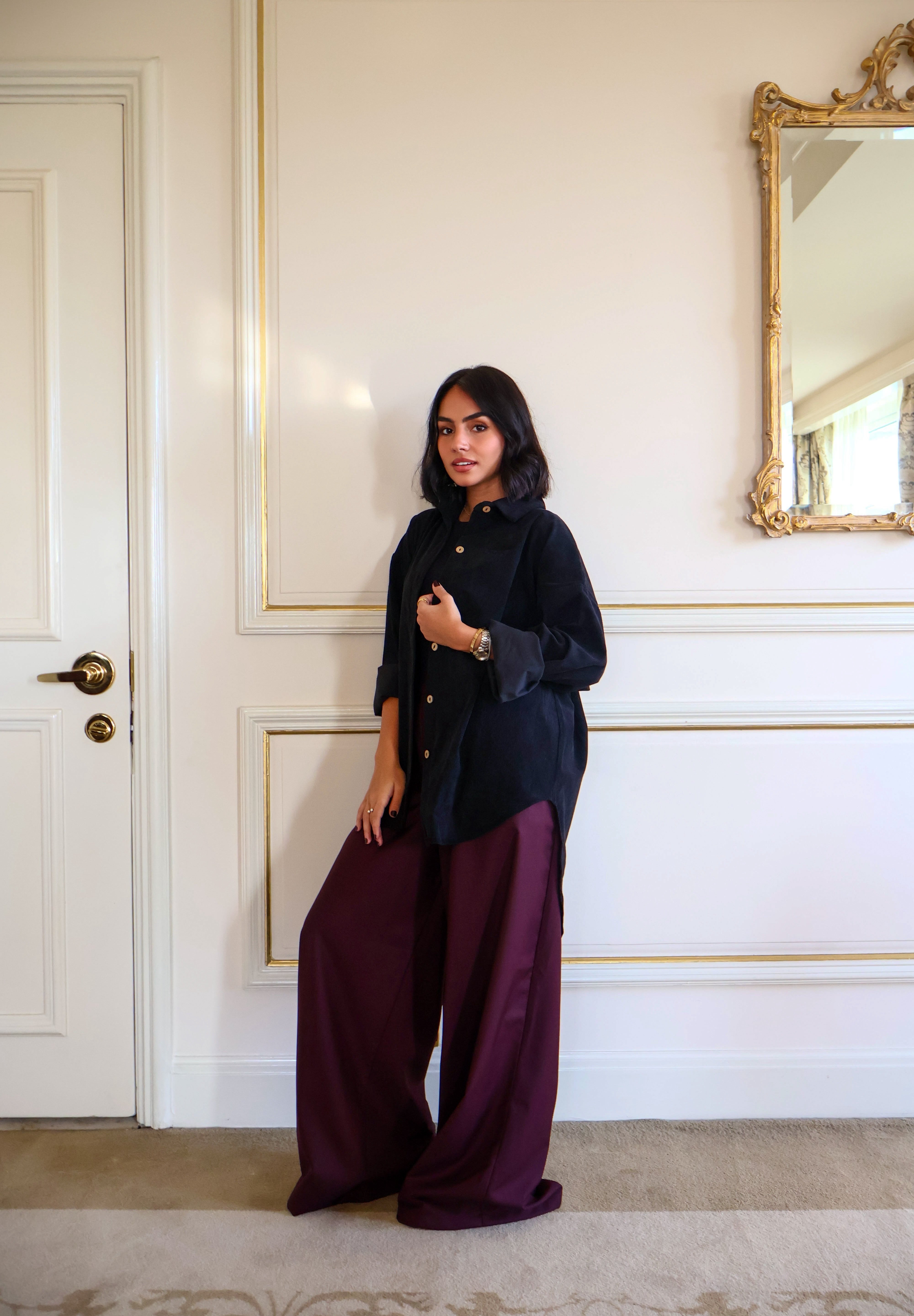 Black corduroy velvet shirt