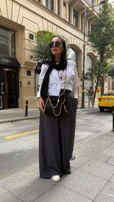 Premium soft wool Dark Grey loose pants