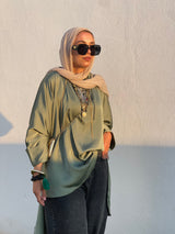 Mint satin loose poncho