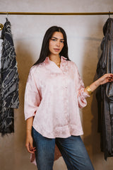 Baby pink Jacquard satin chemise