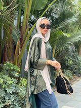 Oversized olive poncho