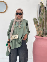 Mint satin loose poncho