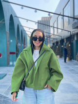 Oversized mint green wool jacket