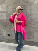 Fuchsia shimmery poncho