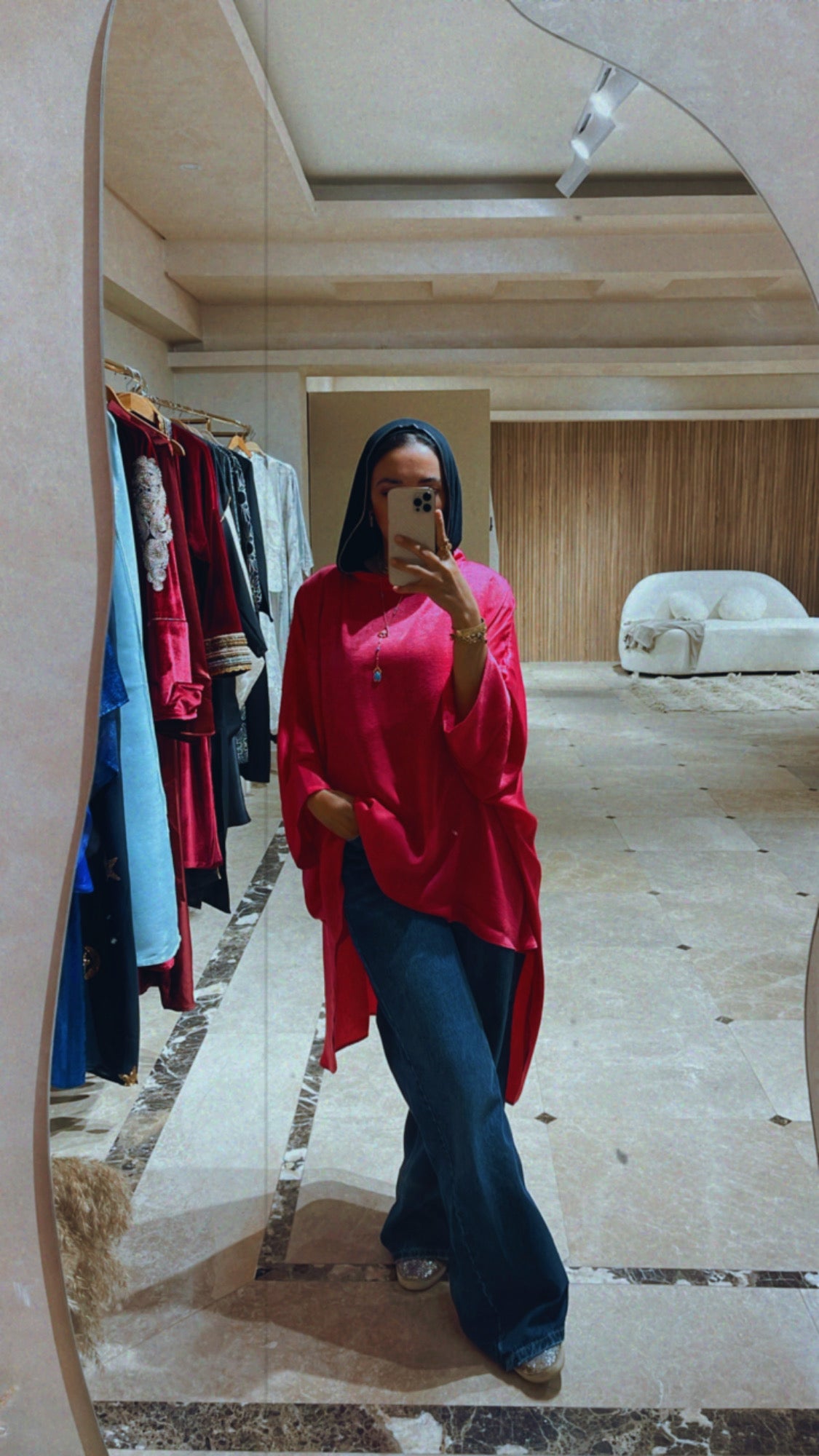 Fuchsia shimmery poncho