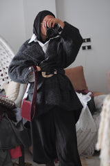 Oversized mohair high low jacket