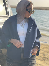 Dark blue wool oversized jacket