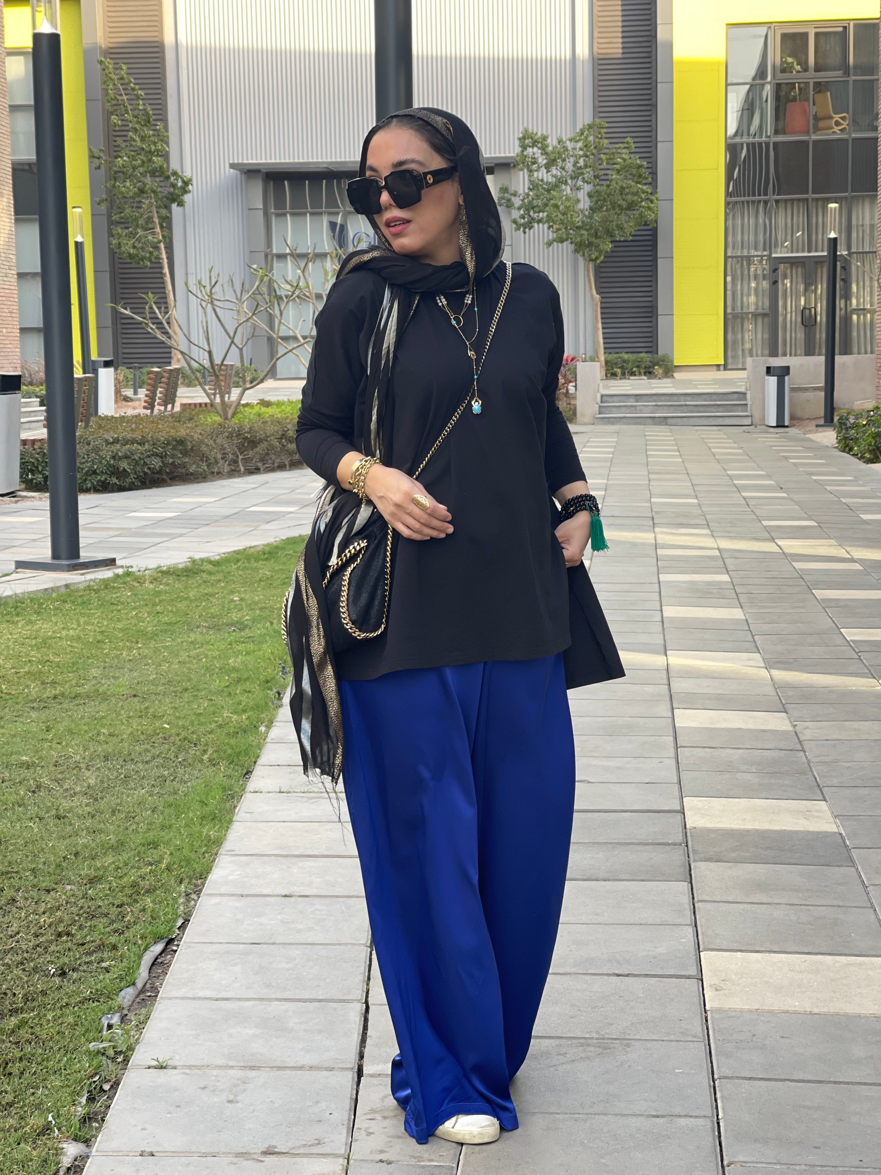 Royal blue  silk satin pants