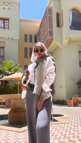 Grey crushed loose pants