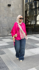 Fuchsia shimmery poncho