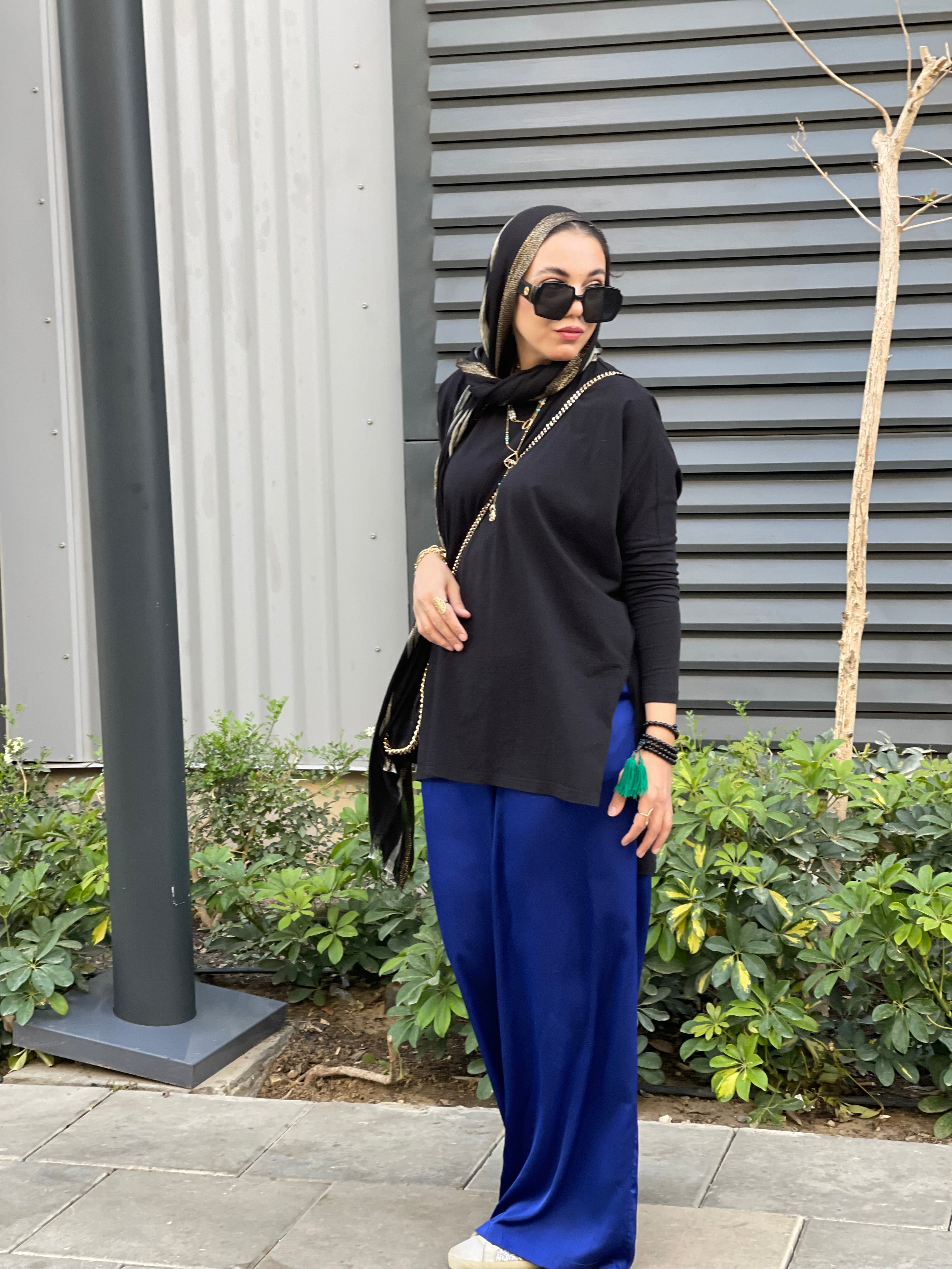 Royal blue  silk satin pants