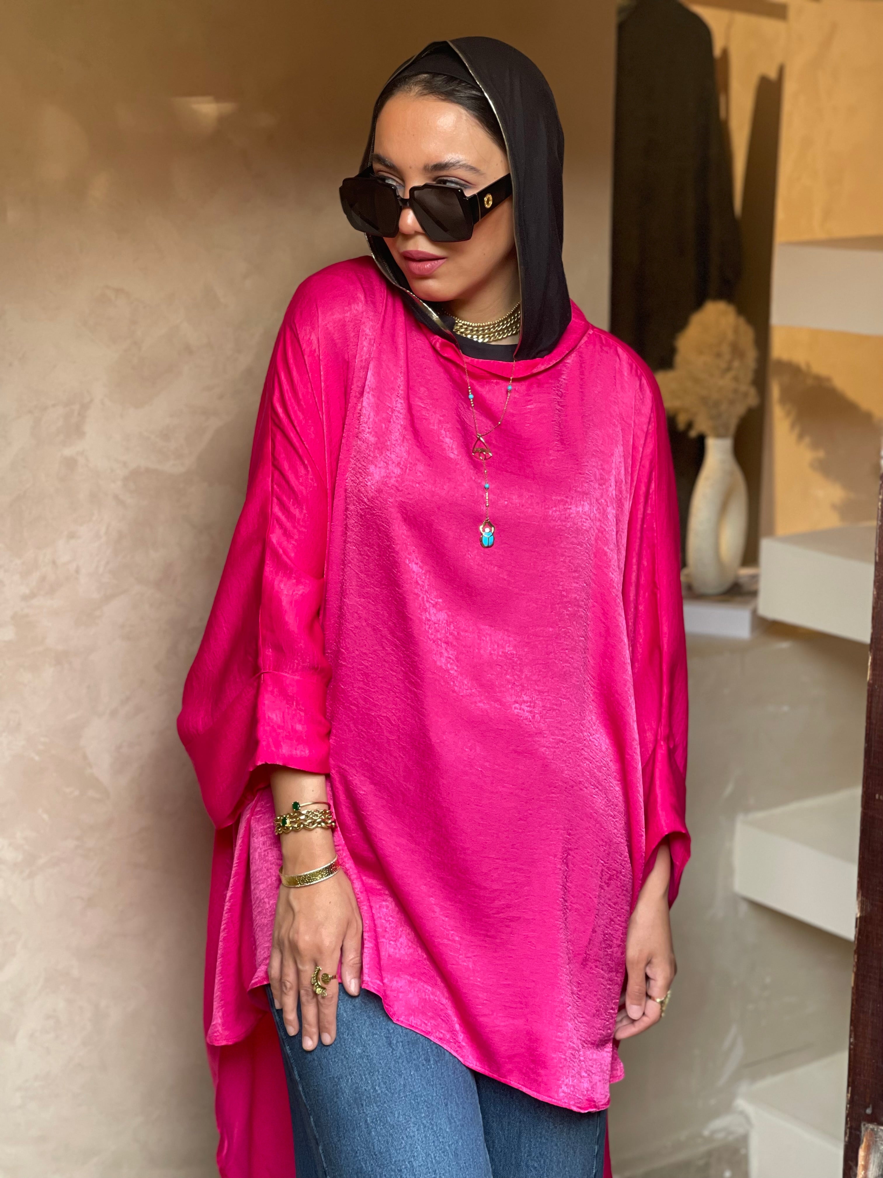 Fuchsia shimmery poncho