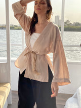 Beige linen kimono
