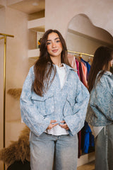 Sophia oversized stitched cropped jacket