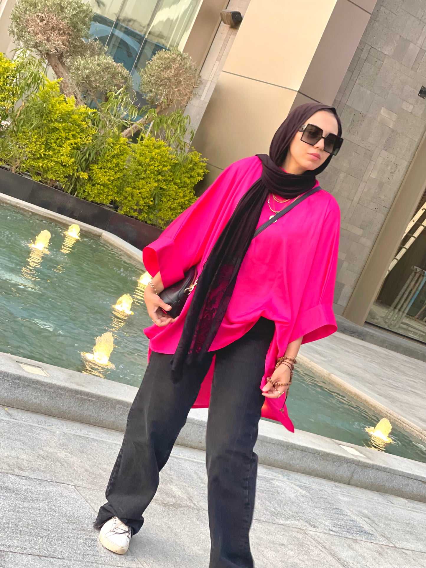 Fuchsia over size poncho