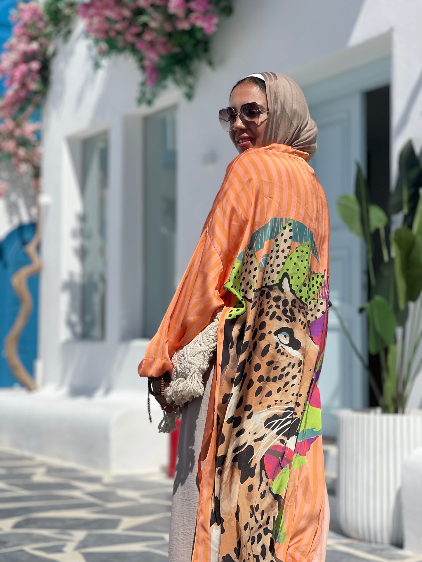 Tiger printed kimono