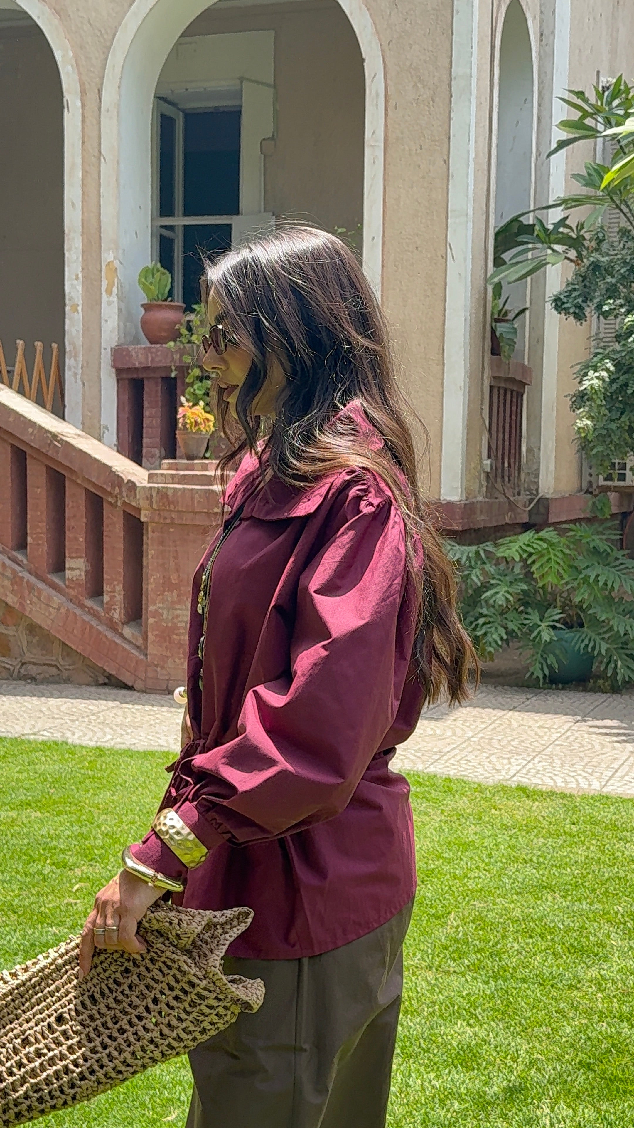 LEENA High Neck shirt - Burgundy