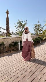 Brown crushed polka dot skirt