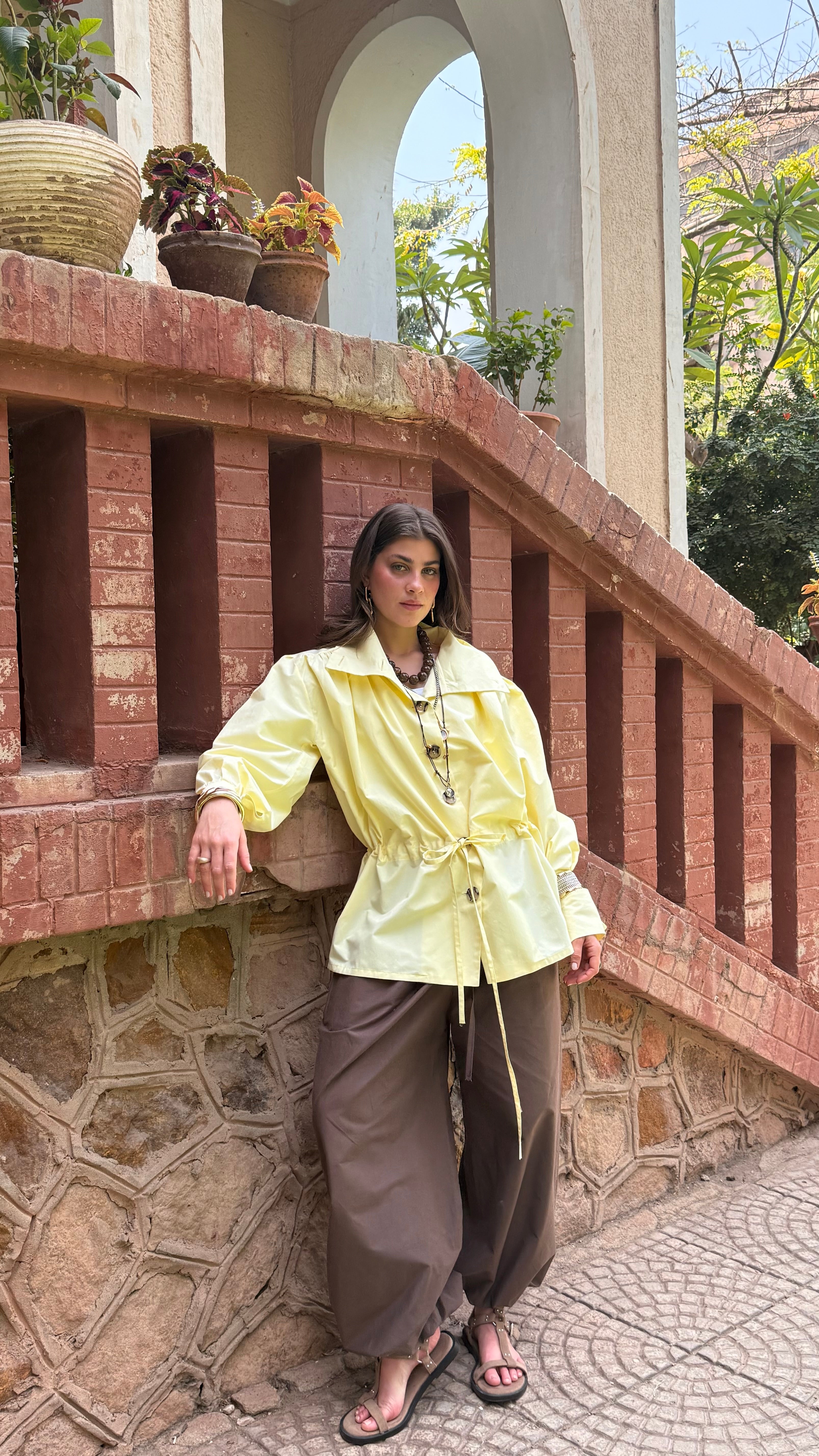 LEENA High Neck shirt - butter yellow