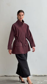Burgundy leather  safari jacket